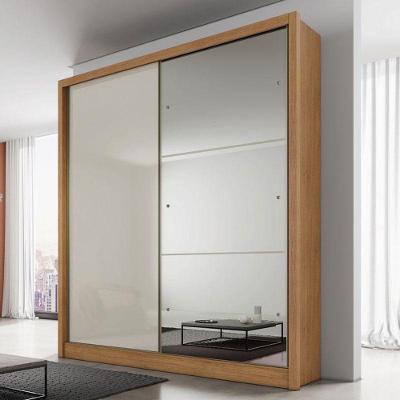 Guarda Roupa Solteiro Ambiente Dante 2 Portas Cumaru 25 Fendi Com Espelho - Novo Horizonte