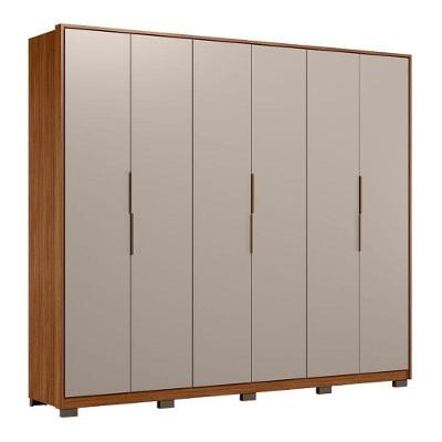 Guarda Roupa Casal Atrice D66010kpe 6 Portas Nogueira Nude Prime Tx Com Pés Demóbile - Demartêz