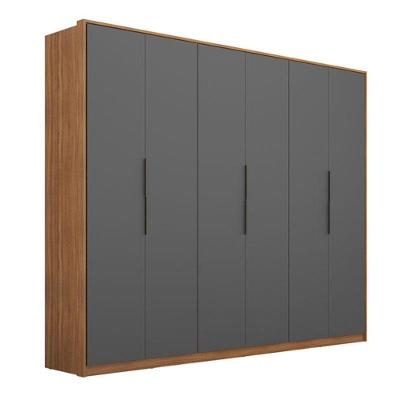 Guarda Roupa Casal Atrice D66010k 6 Portas Amêndola Grafito - Demartêz