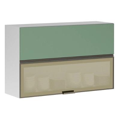 Armário Basculante Misto Perola 120 Cm 2 Portas Alumínio E Com Vidro Reflecta Bronze Luciane