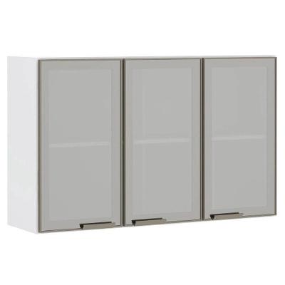 Armário Aéreo 120cm 3 Portas Em Alumínio Inox E Vidro Reflecta Prata Pérola Luciane Móveis
