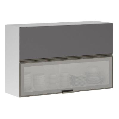 Armário Basculante Misto Perola 120 Cm 1 Porta Fechada 1 Porta Alumínio Com Vidro Reflecta Prata Luciane