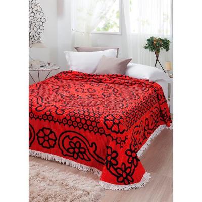 Colcha Casal Chenille Canelada Bruna Vermelho/preto Jolitex