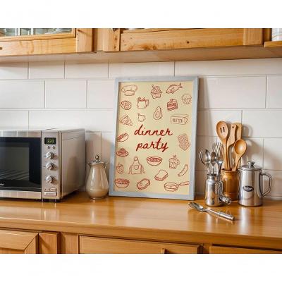 Quadro Decorativo Dinner Party Retangular 50X70 Preto para Decoração de Cozinha Moderna