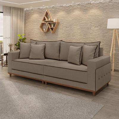 Sofá Fixo 4 Lugares Verona 2,36m Linho Marrom