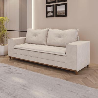 Sofá Fixo 5 Lugares Dunas 2,20m Veludo Creme