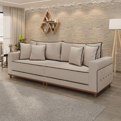 Sofá Fixo 4 Lugares Verona 2,56m Linho Creme