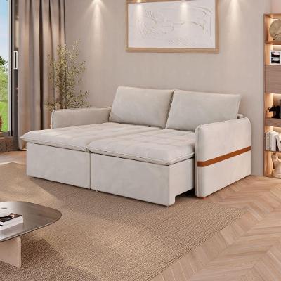 Sofá Cama Retrátil 4 Lugares Bárbara 2,20m Veludo Creme