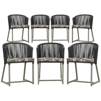 7 Cadeiras De Jantar área Noronha Fendi E6 Trama Original Preto