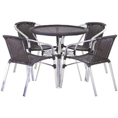 4 Cadeiras E Mesa Com Tampo Varanda Piscina Jardim Tabaco