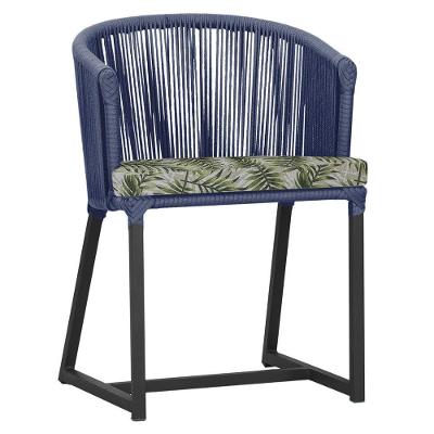 Cadeira De Jantar Noronha Alumínio Preta E5 Trama Original Azul