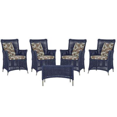 4 Poltronas E 1 Mesa Igapó Alumínio Fendi Corda Náutica E6 Azul