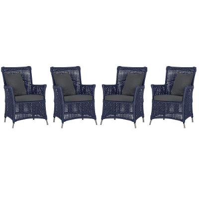 4 Poltronas Igapó Alumínio Pintura Fendi Corda Náutica E11 Azul