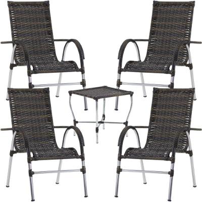 Conjunto De 4 Cadeiras E Mesa De Centro Trama Original Pedra Ferro
