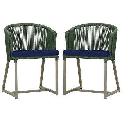 2 Cadeiras De Jantar Noronha Fendi Corda Nautica E10 Trama Verde