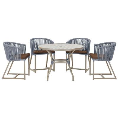 Mesa Com 4 Cadeiras E Noronha Estofado 9 Trama Original Prata