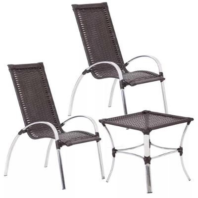 2 Cadeira Em Alumínio Garden E Mesa Garden Para Area Trama Tabaco