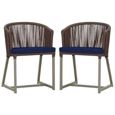 2 Cadeiras De Jantar Noronha Fendi Corda Nautica E10 Trama Marrom