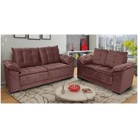 Conjunto De Sofá Napoles 2 E 3 Lugares Veludo Jw Marrom - 1