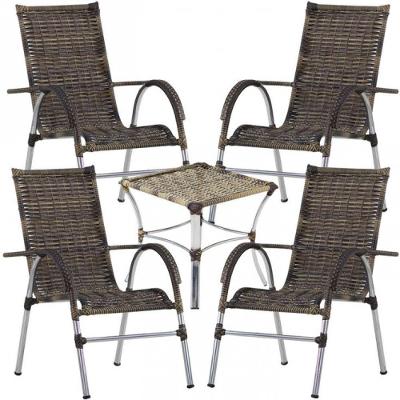 4 Cadeiras Vênus E Mesa Garden Para área Externa Trama Cappuccino