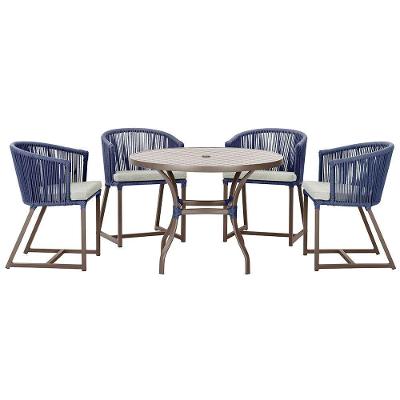 Mesa Com 4 Cadeiras E Noronha Estofado 3 Trama Original Azul