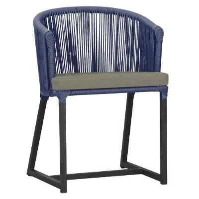Cadeira De Jantar Noronha Alumínio Preta E8 Trama Original Azul