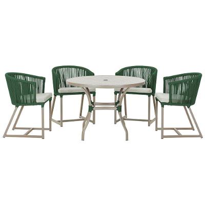 Mesa Com 4 Cadeiras E Noronha Estofado 3 Trama Original Verde