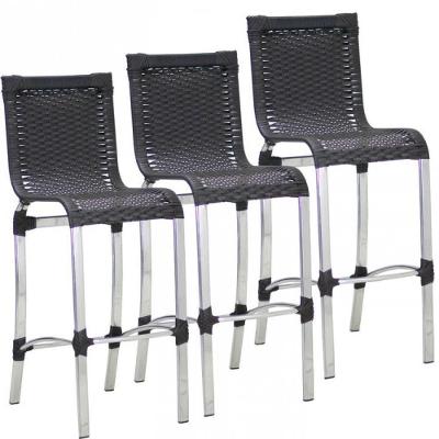 3 Banquetas Haiti Em Alumínio Cozinha Edícula E Balcão Trama Preto