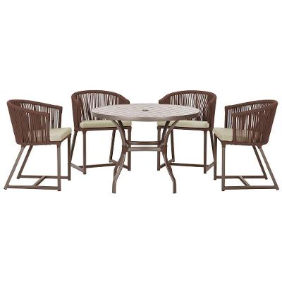 Mesa Com 4 Cadeiras E Noronha Estofado 7 Trama Original Marrom