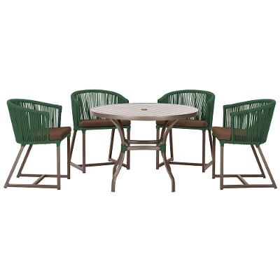 Mesa Com 4 Cadeiras E Noronha Estofado 9 Trama Original Verde