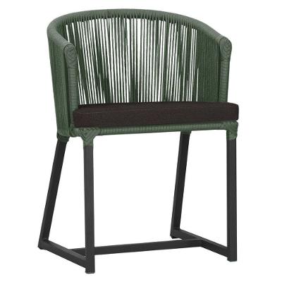 Cadeira De Jantar Noronha Alumínio Preta E9 Trama Original Verde