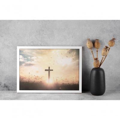 Quadro Religioso Cruz a Luz da Esperança Retangular 30x40CM Preto