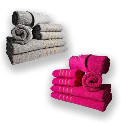Jogo de Toalhas Montreal 4 Banho 4 Rosto 4 Tapetes 100% Algodão 330G-M² Macio Cinza, Rosa