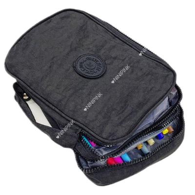 Estojo Escolar OEM Box Jumbo Dupla Camada em Nylon Grande para Organização de Materiais Preto
