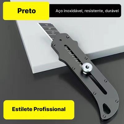 Estilete Profissional Estilete Preto com Lâmina 110mm X 18mm em Metal e Plástico OEM