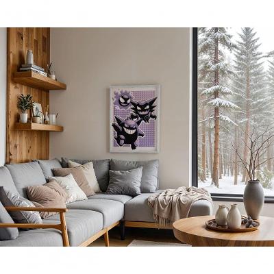 Quadro Decorativo Gengar Retangular 30 X 40 BAIXA Branco para Parede