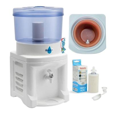 Filtro de Água Natalia 8.6 l com Cuba de Barro Vela Tripla Ação com Boia Branco OEM
