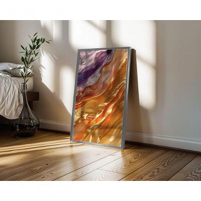 Quadro Decorativo Gold 33 Retangular 50 X 70 Branco com Vidro para Decoração de Parede