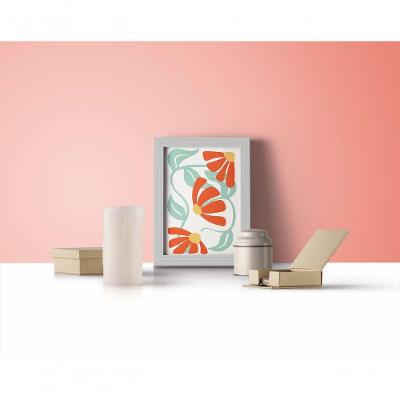 Quadro Decorativo Floresia Floral Retangular 20x30 com Moldura Baixa Preto