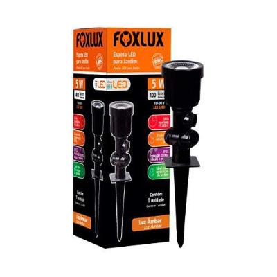 Espeto para Jardim LED 5W Ambar 2200K Bivolt para Áreas Externas com Baixo Consumo Foxlux