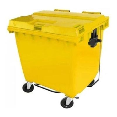 Contêiner Contentor Lixeira C1000 1000L com Pedal para Grandes Volumes Amarelo Higipack