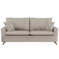 Sofá 180cm 3 Lugares Com Almofadas Pés Curvos Veras Linho D05 Bege - Mpozenato - 1