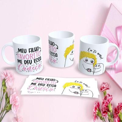Caneca Dia das Mães Flork 325ML Estampa 15 em Porcelana Branco Outras Marcas
