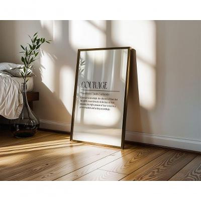 Quadro Decorativo Courage Branco Retangular 50X70 Moldura Preta