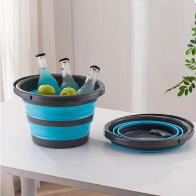 Balde Dobrável Multiuso Redondo 5 Litros Plástico e TPR Alça Reforçada Azul Cinza Verde Top Rio