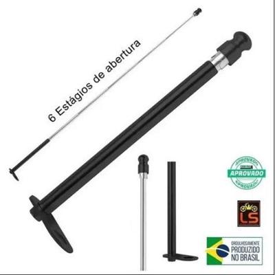 Antena Corta Pipa para Retrovisor Zem para Moto 125 com 6 Estágios em Aço Inox Preta OEM