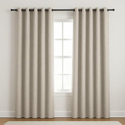 Cortina Blackout para Quarto 300x220CM Tecido Linho 100% Bloqueio de Luz Bege Palha