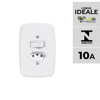 Interruptor e Tomada Pluzie Linha Ideale 10A 20A 4x2 com Certificação Inmetro para Uso Residencial