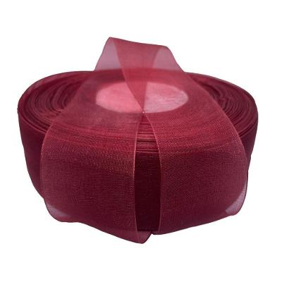 Fita de Organza Voal Premium 38mm 10m Vinho para Artesanato OEM