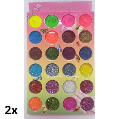 Kit Glitter Flocado Colorido Neon para Unhas e Maquiagem com Textura Porosa Transparente OEM